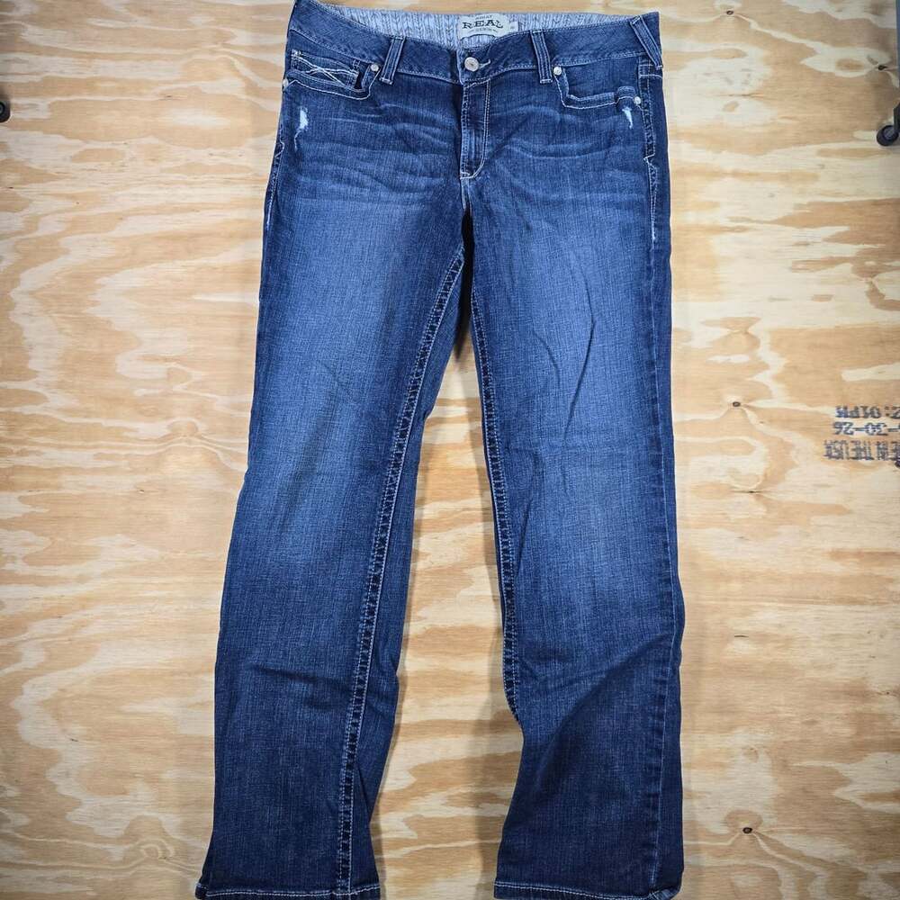 Ariat REAL Denim Womens Dark Wash Mid Rise Straight Leg Jeans Size 34L